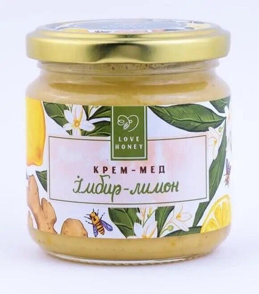 Natural Sweet Taste Healing Creamed Honey with Rich Ginger Root Lemon Peel 250 G