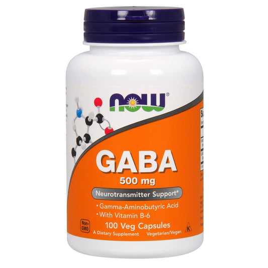 NOW Foods GABA, 500 Mg, 100 Veg Capsules