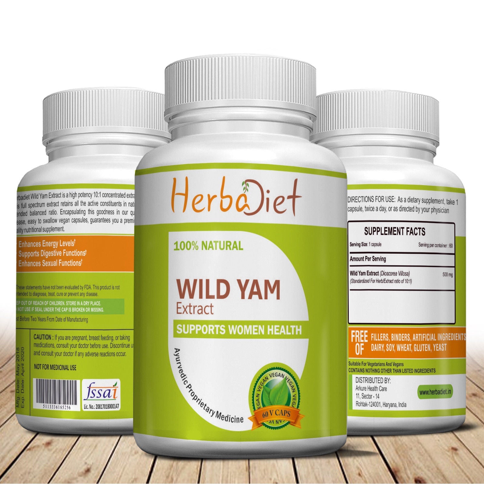 Wild Yam Extract Capsules Women Health Support Supplement Menopause Relief