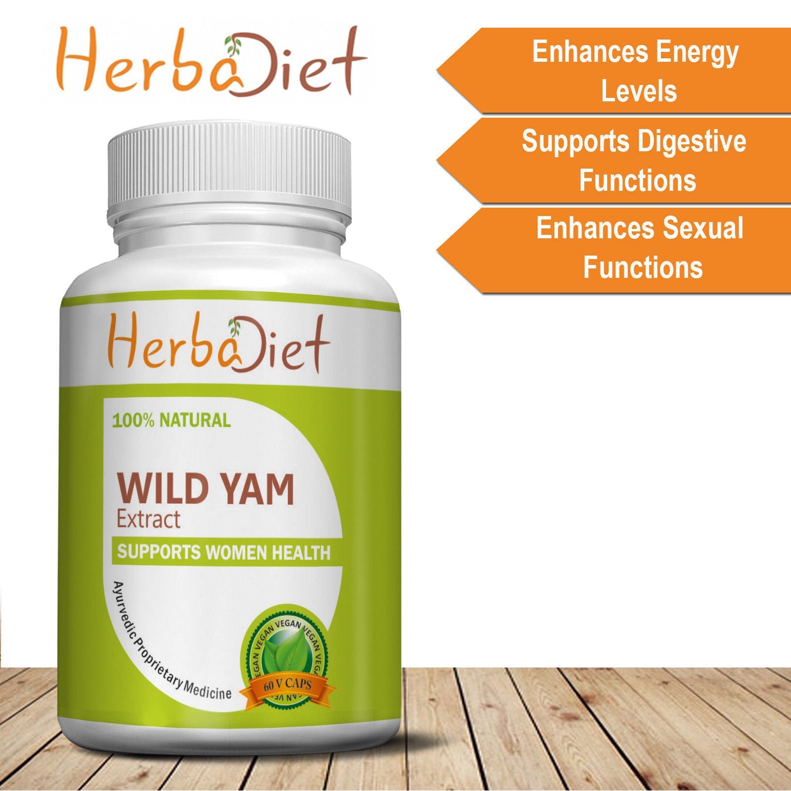 Wild Yam Extract Capsules Women Health Support Supplement Menopause Relief