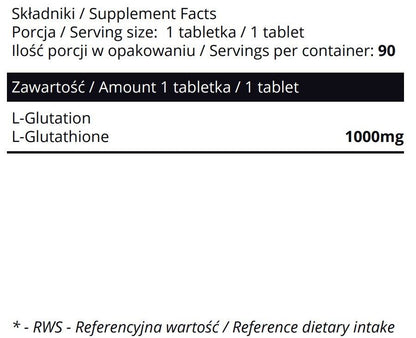 L-GLUTATHIONE 1000Mg ANTIOXIDANT REDUCES CELL DAMAGE IMMUNE SUPPORT